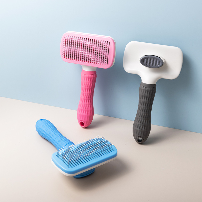 Pet Comb Cleaning Supplies Hair Brush One-Click Hair Removal Dog Comb Stainless Steel Hair Removal Self-Cleaning Hair Removal Comb
