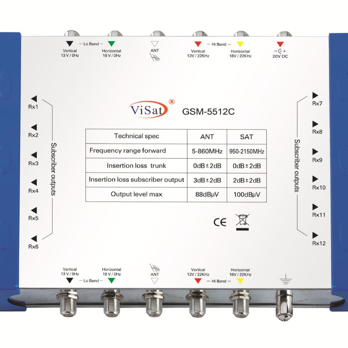 Multi Switch 950-2150Mhz Satellite Antenna Signal Five-In and Eight-Out Level