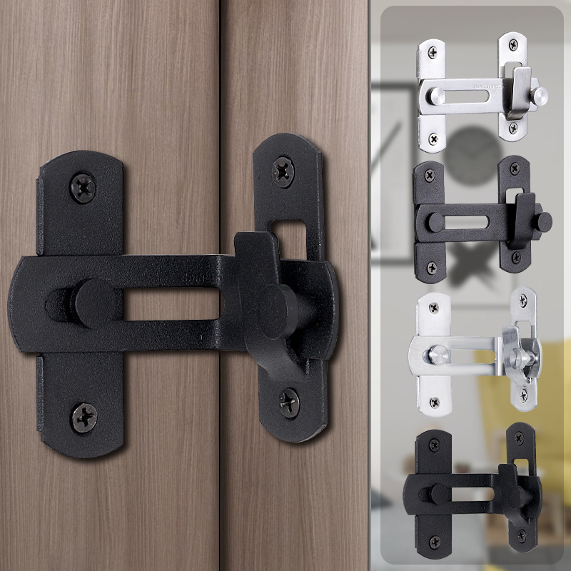 Stainless Steel Door Buckle Household Door Barn Door Latch Pet Cage Door Lock 90 Degree Buckle Sliding Door Right Angle Anti-Theft Lock