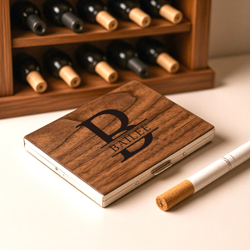 Черный орех деревянная коробка для сигарет с металлической рамкой, подарочная коробка из нержавеющей стали, винтажная коробка с гравировкой