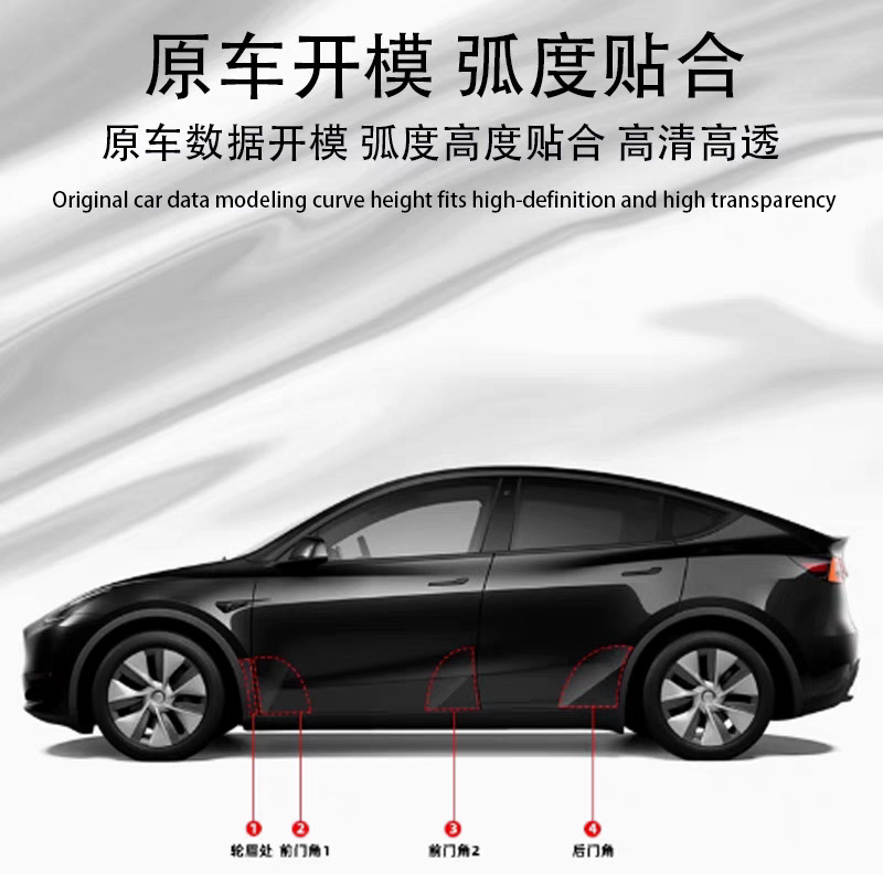 Suitable for Tesla Model3/Modely Rear Door Protective Film Door Film Tpu Triangular Paint Rear Door Protective Film