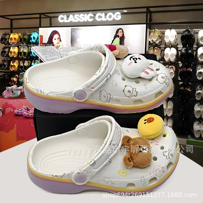 Cross Moe Lubi Children's Cave Shoes Summer Girls' Middle and Big Children's Baotou Slippers Beach Shoes Star Parent-Child Sandals