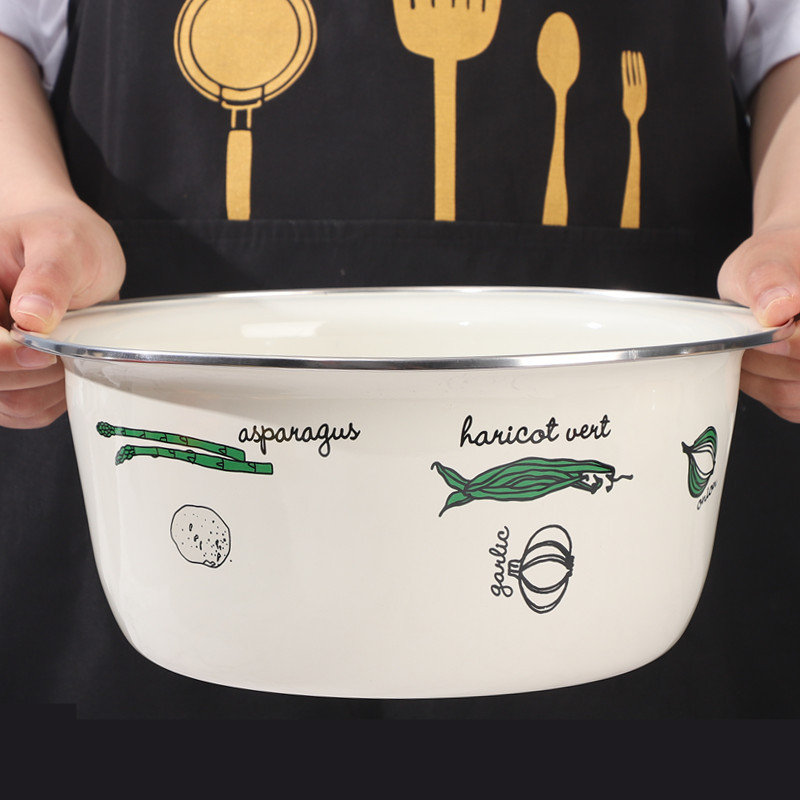 Enamel enamel kitchen household basin and basin egg washing basin enamel basin mixed vegetable basin wholesale