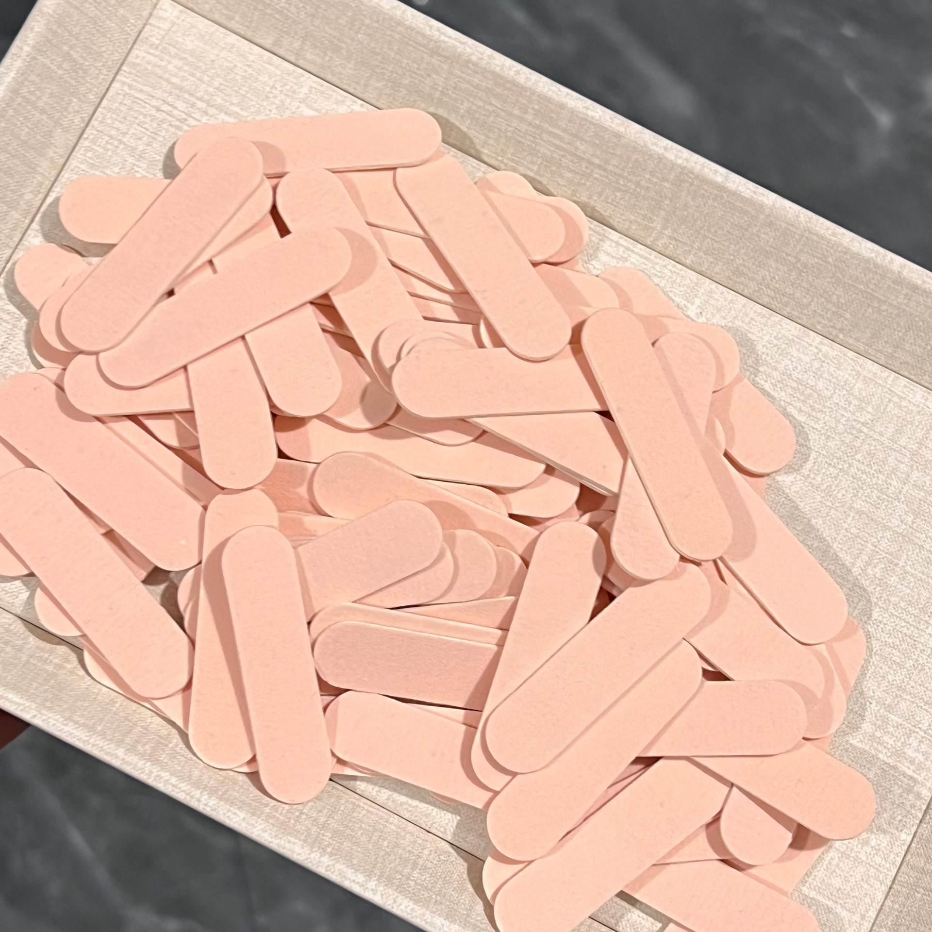 Manicure Wearable Nails with Double-Sided Thin Sand Nail Strips, Nail File Polishing Manicure Tools 5cm Small Wooden File