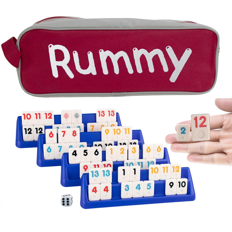 Rami card game travel canvas bag packaging rummy cub with four bottom rummikub cross-border hot sale