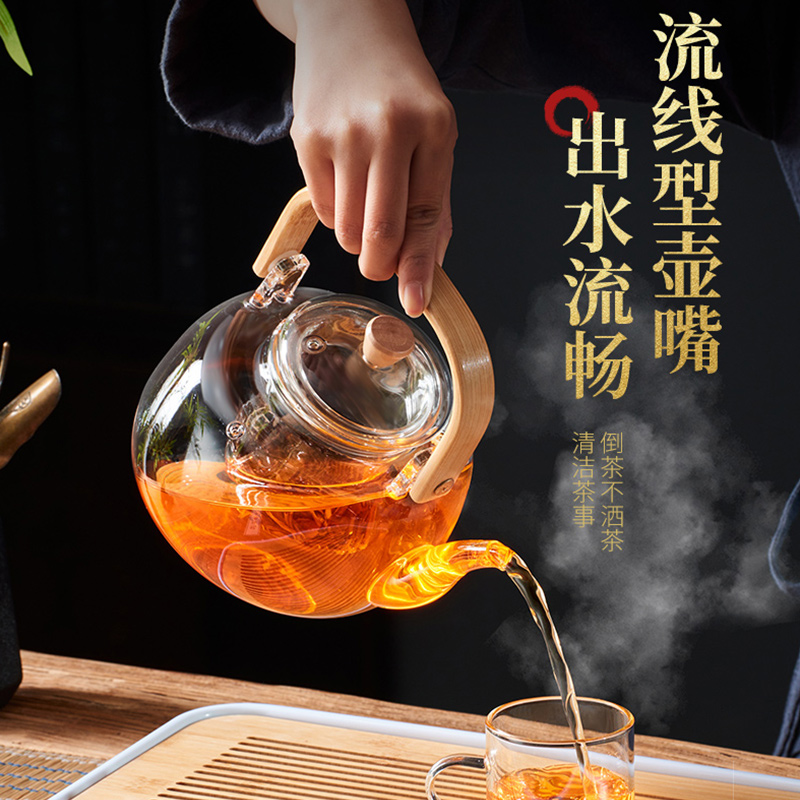 Tea Brewing Pot for Stove, High-Temperature Resistant Glass Teapot with Handle, Household Electric Ceramic Stove Teapot, Tea Set