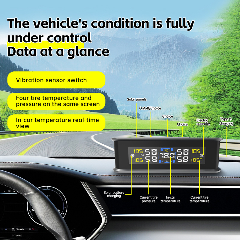 T15 solar tire pressure monitoring upgrade in-car ambient temperature detection function car tire four-wheel tire pressure
