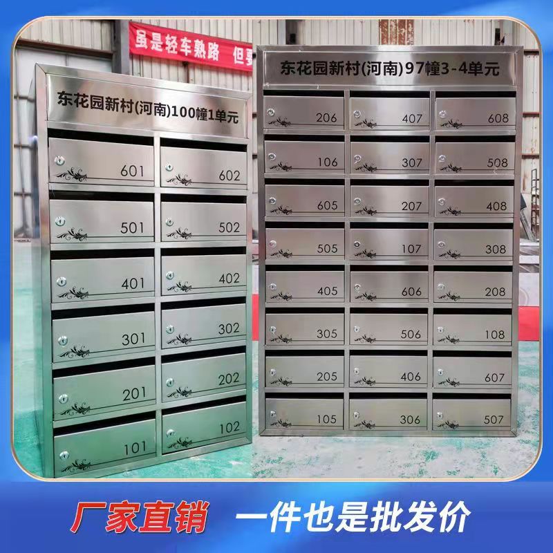 Stainless Steel Community Mailbox with Multiple Doors, Floor-Standing, Inlaid Mailbox with Outdoor Canopy, Smart Parcel Box