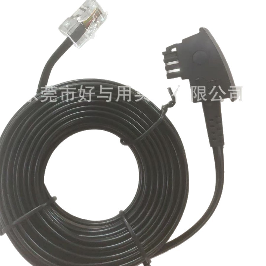 Dongguan Manufacturer Direct Sale Pure Copper Core Wire 4-Core German Head Wire Network Crystal Head Environmentally Friendly Black Connecting Wire Straight Line