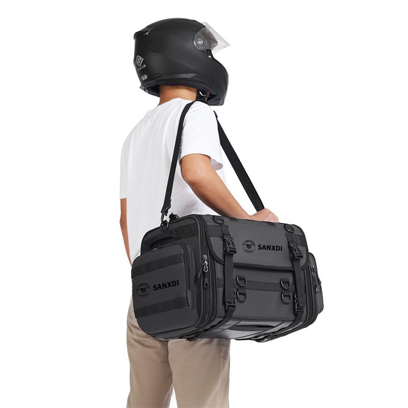 Sanxdi Motorcycle Rear Seat Bag Large Capacity Waterproof Motorcycle Riding Tail Bag Expandable Rider Helmet Bag