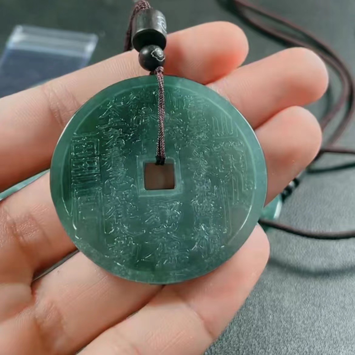 Подвеска из натурального нефрита A, голубая вода, с деньгами, для мужчин и женщин, ювелирные изделия 999