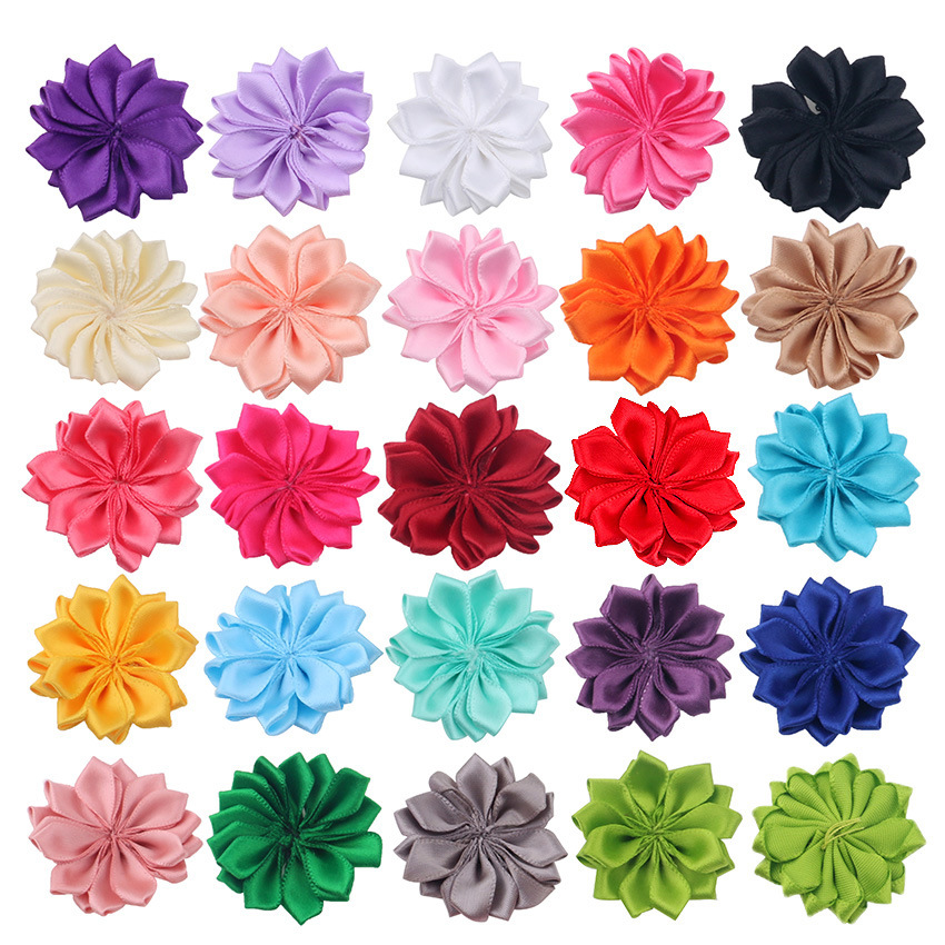 4cm Polyester with Ribbon Hand-stitched Flower Accessories DIY Headwear Shoes and Hats Garment Accessories Accessories in stock