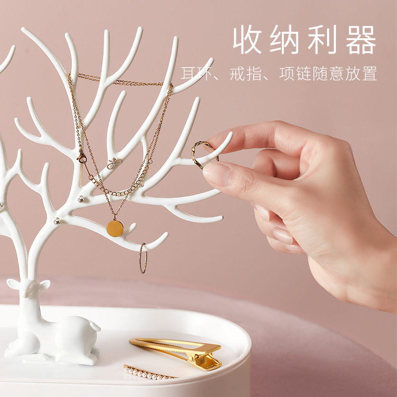 Fawn Creative Jewelry Rack Antler Tree-shaped Earrings Display Stand Earrings Necklace Jewelry Storage Jewelry Finishing Hanger