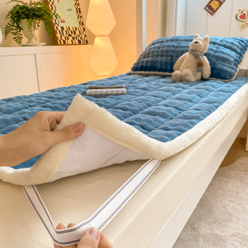 Winter Thickeneded Rabbit Fur Milk Velvet Mattress Student Dormitory Mattress Home Bedroom Soft Cushion Tatami Warm Cushion
