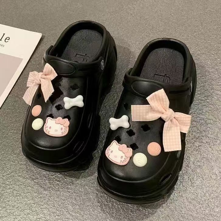 Factory wholesale thick bottom height explosion DIY hole shoes non-slip fashion cute beach sandals outdoor summer women