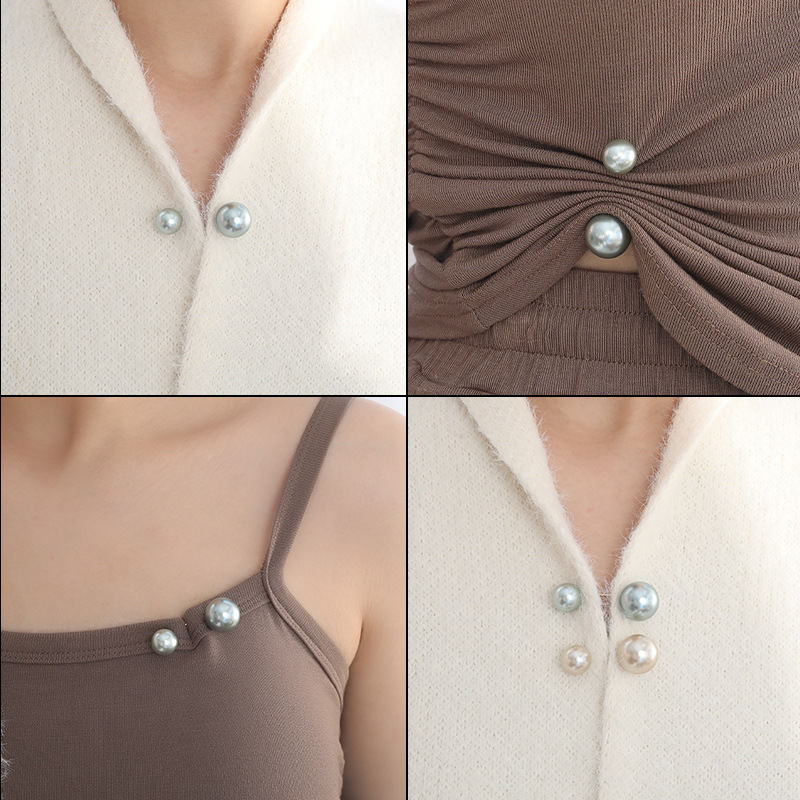 Collar Anti-running Korean Style New Creative Anti-running Brooch Hot Pin Set Pearl Fashion One-word Pin