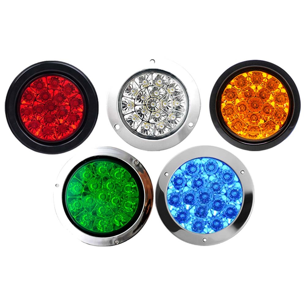 Trailer Tail Light Turn Signal Brake Light Truck Tail Light Rubber Light 4inch Round Light 12V24V Dual-Color Tail Light