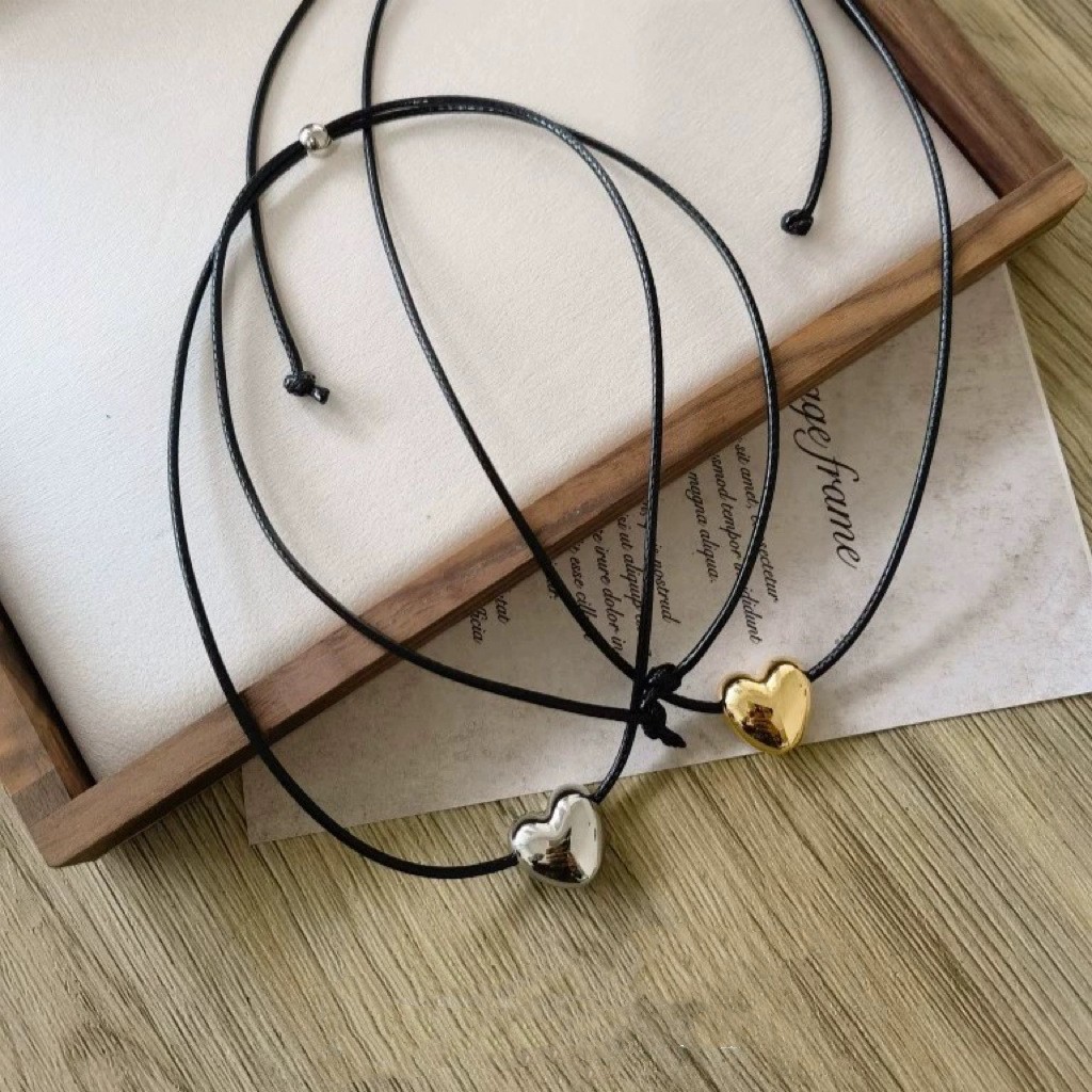 Fever Sweet Cool Style Pull-Out Heart Necklace Necklace Adjustable Clavicle Chain Niche Design Strap Necklace