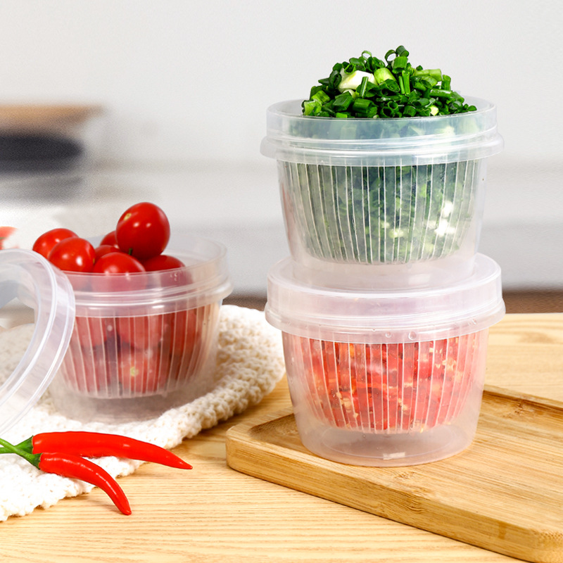 Refrigerator Green Onion Crisper Kitchen Onion Ginger Garlic Refrigerated Storage Box Vegetable Preparation Draining Square Sealed Food Grade