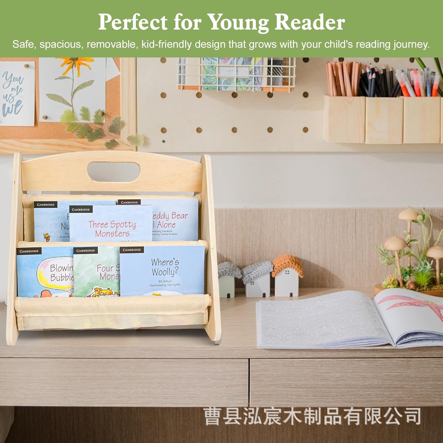 Cross-Border Wooden Bookshelf Student Wooden Bookshelf Stepped Children's Story Book Storage Rack Floor-Standing Picture Book Storage Rack