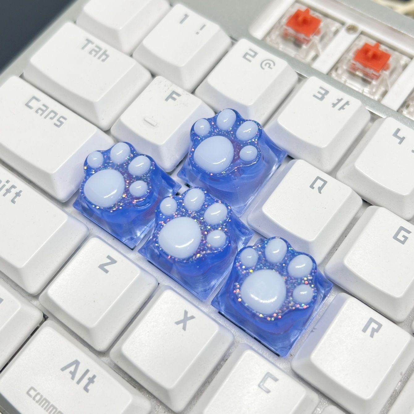 Cute Transparent Cat Claw Keycap Office Fixed Cross Shaft Keycap Stylish Personalized Office Mate