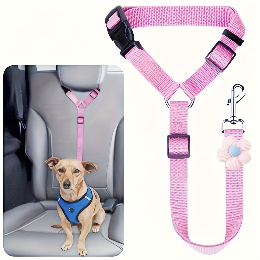 Pet Supplies Car Safety Leash Collar Dog Leash Cat Leash Car Headrest Retractable Flower Leash