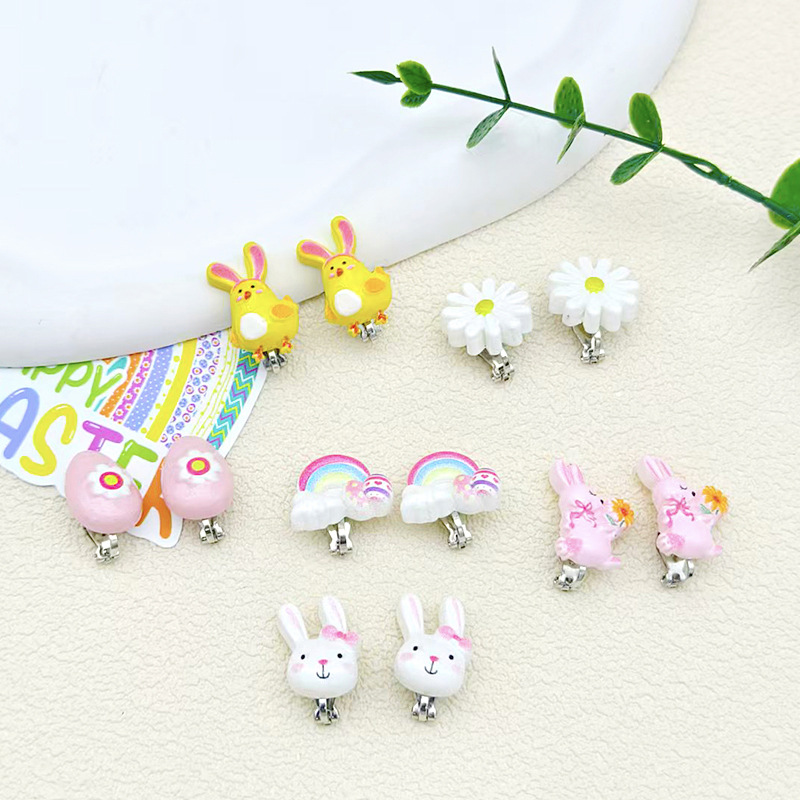 [Can] Amazon's Best-Selling Easter Pierced Ear Clips, Cute Cartoon Rabbit Egg Painless Earrings