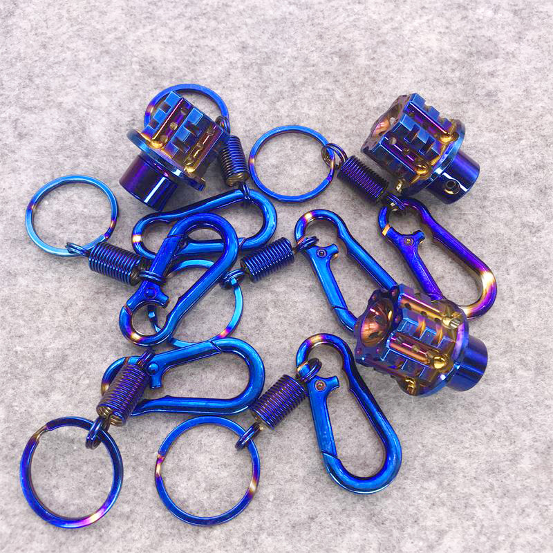 Calf M1 N1S U + electric motorcycle modified titanium key head keychain motorcycle electric car Blue Key head