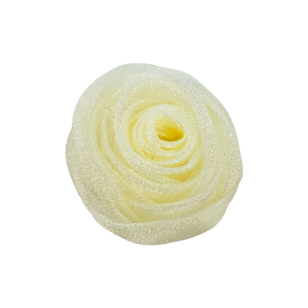 Organza 3.5cm Rose Rolled High-grade Snow Yarn Fabric Flower Expanded Brooch Clothing Shoes and Hats Accessories