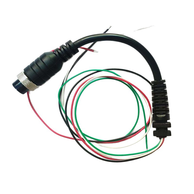 One-To-Two Seat Cushion Power Cord (Secondary Cable) M12-4P Aviation Male to Sr, Length 20cm, Tail Length 40.5cm, Black