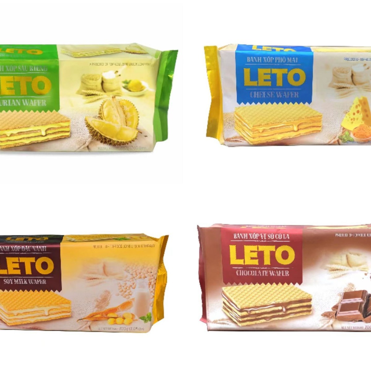 Vietnam Imported Leto Brand Soy Milk Flavored Wafer Biscuits Convenience Store Snacks New Year Wholesale 200Gtj