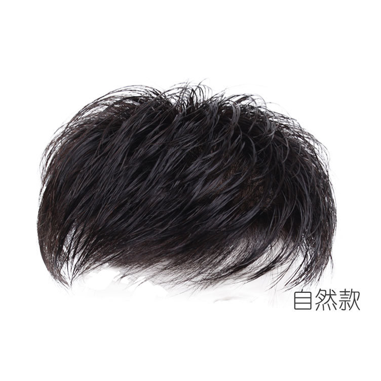 Wig men's real hair reissue piece Men's reissue piece mechanism adhesive clip