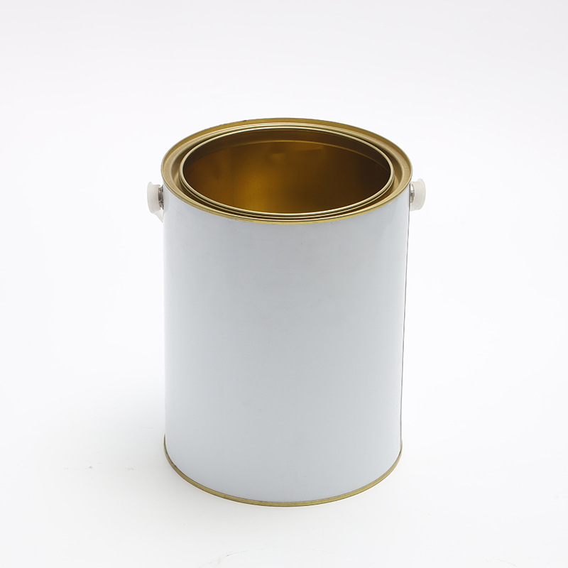 Wholesale 1L4L5L lifting metal round cans painted white water-based sealed small barrel paint pigment chemical metal round cans