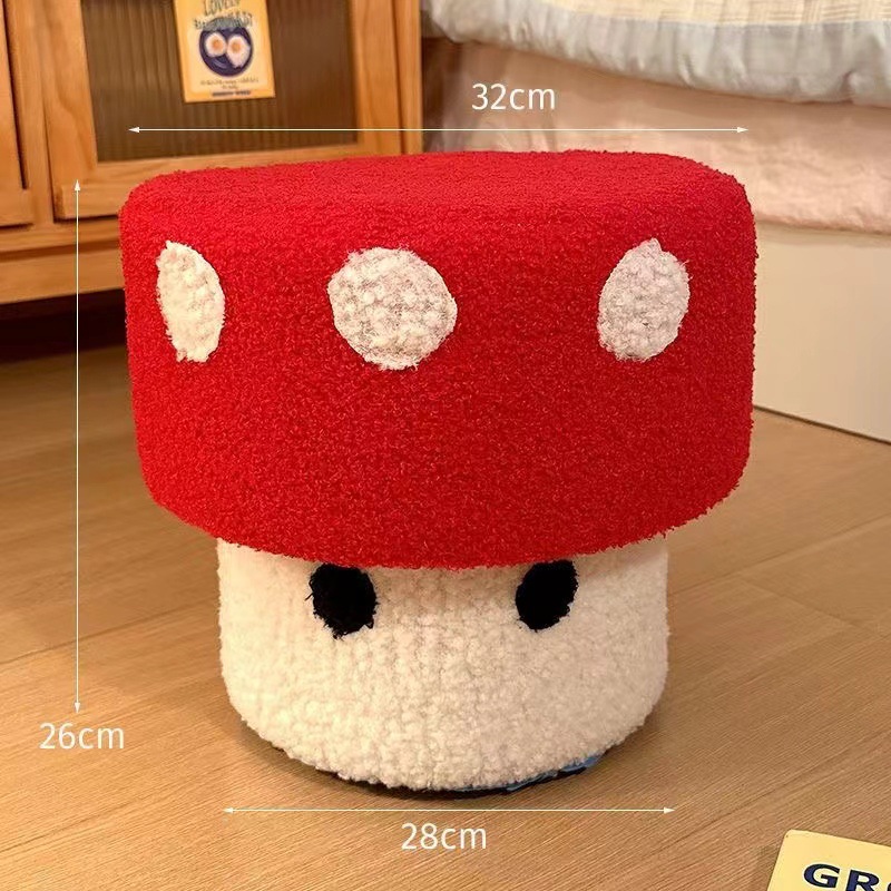 Household Small Stool Low Stool Creative Cute Living Room Shoe Changing Stool Foot Stool Plush Sitting Pier Square Stool Small Bench