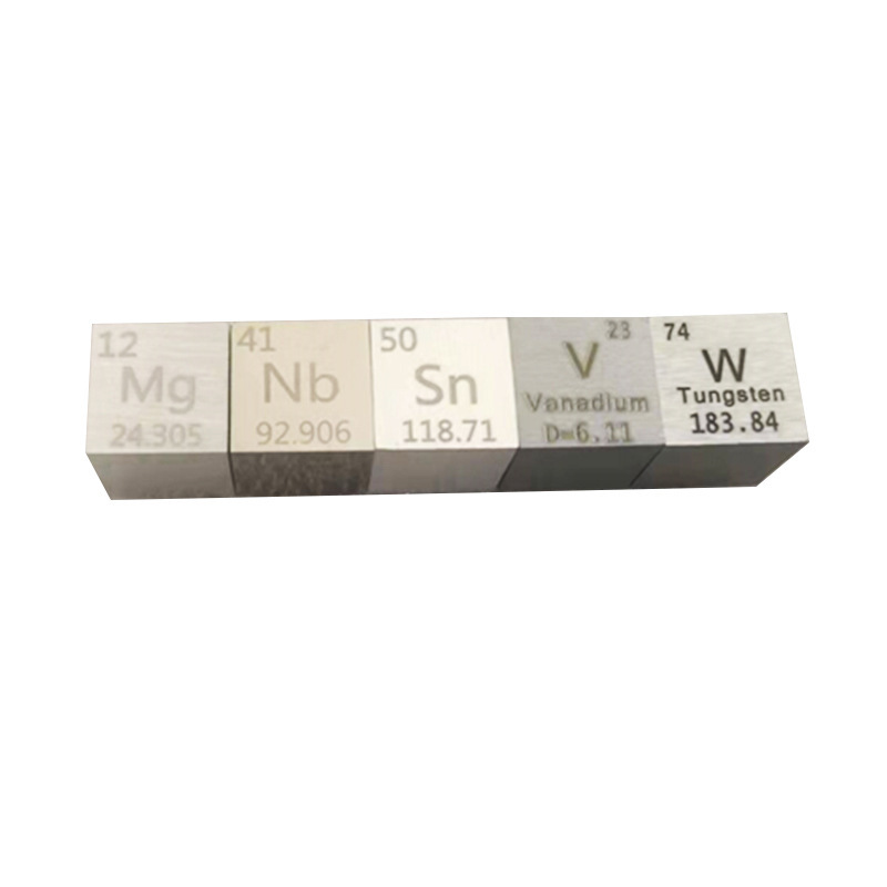Periodic Table of Chemical Elements Physical Ornaments Metal Element Block Cube Element Collection Specimen Tungsten Titanium Silicon Copper Zinc