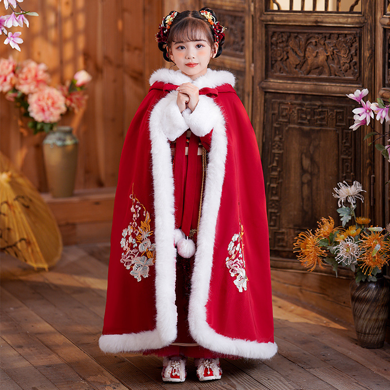 Girls' Hanfu Winter New Year Outfit Autumn/Winter Traditional Style 2025 New Ancient Costume Winter Children's New Year Tang Suit