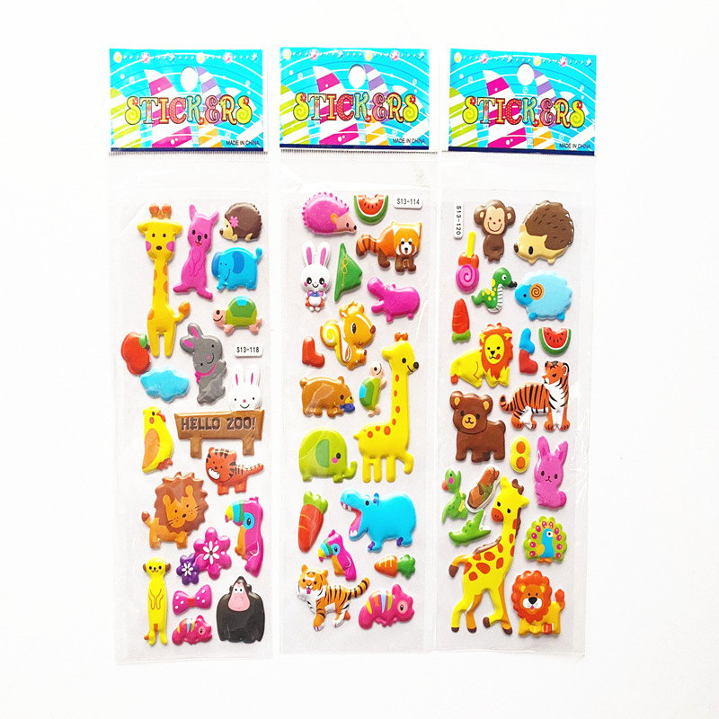 New Hydraulic Concave and Convex Animal Series Stickers Cute Dress-Up Stereo Cartoon Foam Stickers for Boys and Girls Reward Stickers