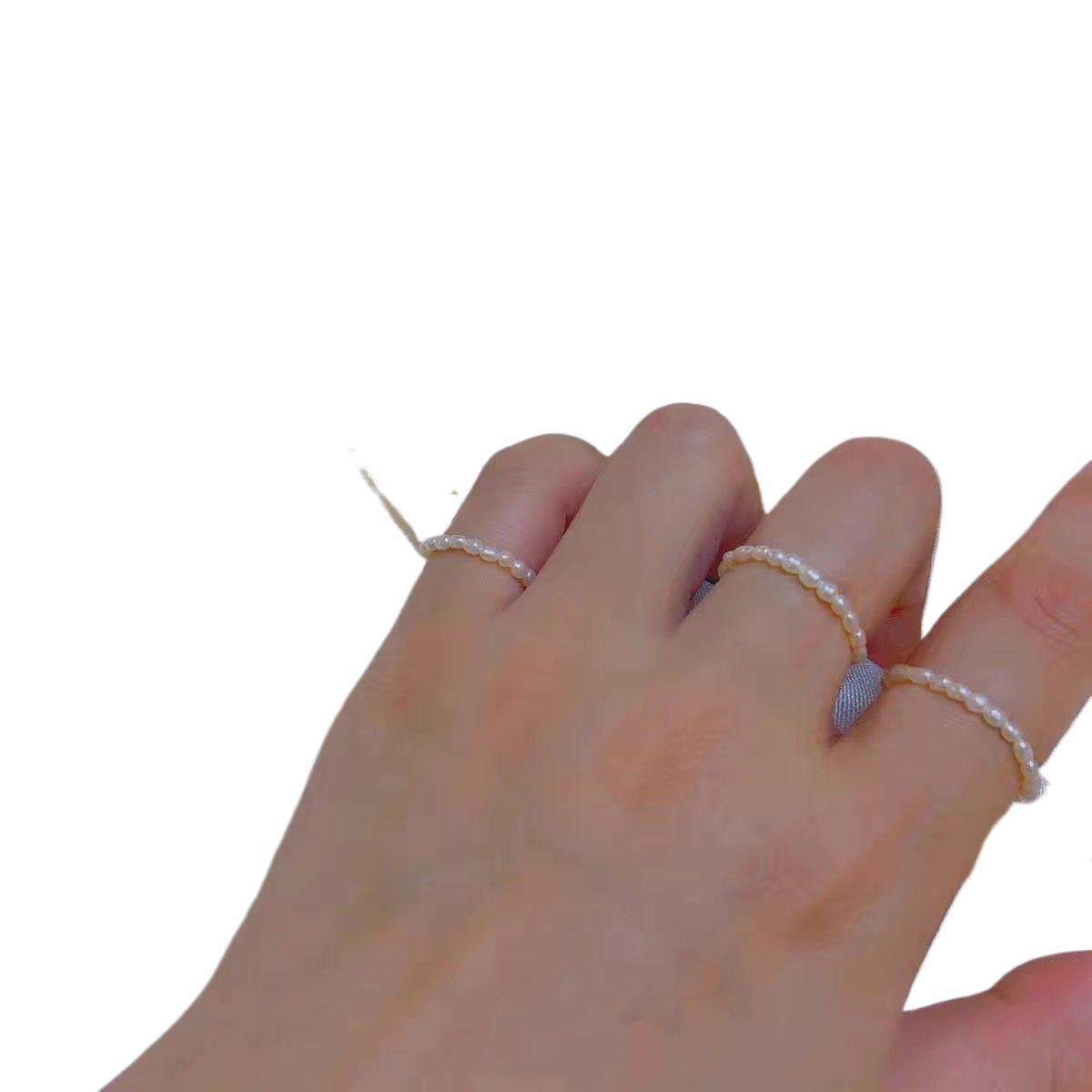 Rare Extremely Small 2 Natural Freshwater Small Pearl Ring Women's Ring American 14-Pack Gold Does Not Fade or Peel Off