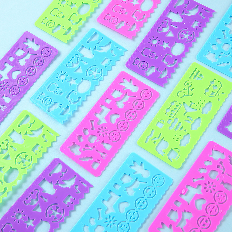 Children's puzzle multi-functional changeable thousand-flower ruler creative student stationery cute drawing ruler practice drawing set ruler