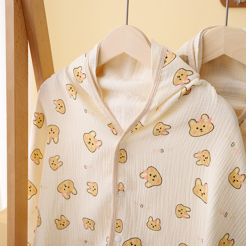 Wrinkle Cloth Poncho Cotton Gauze Poncho Baby Children's Bathrobe Hat Poncho Household Baby's Bath Swimming Bath Towel