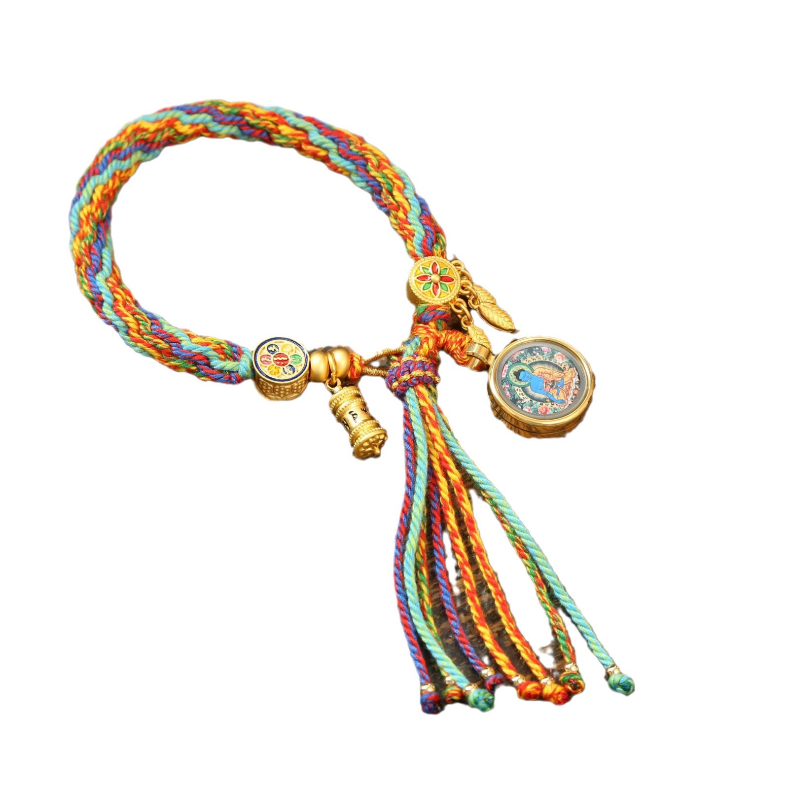 Eight Patron saint Thangka Bracelet Xizang Decorations Women's Bracelet Hand-woven National Fashion Bracelet Colorful Rope