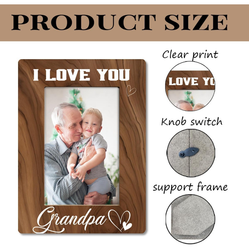 Grandpa Gifts, I Love You Grandpa Photo Frame, Holds 4 X 6