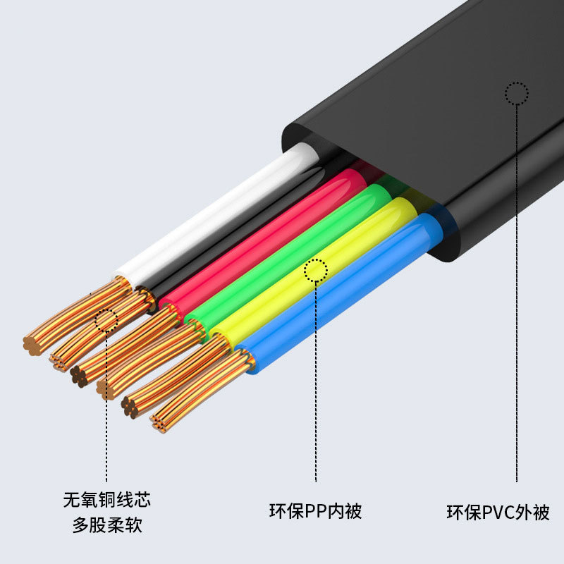 0.8m P6C Six-Core Telephone Line Oxygen-Free Copper 6-Core Telephone Connection Line Rj12 Communication Flat Telephone Jumper