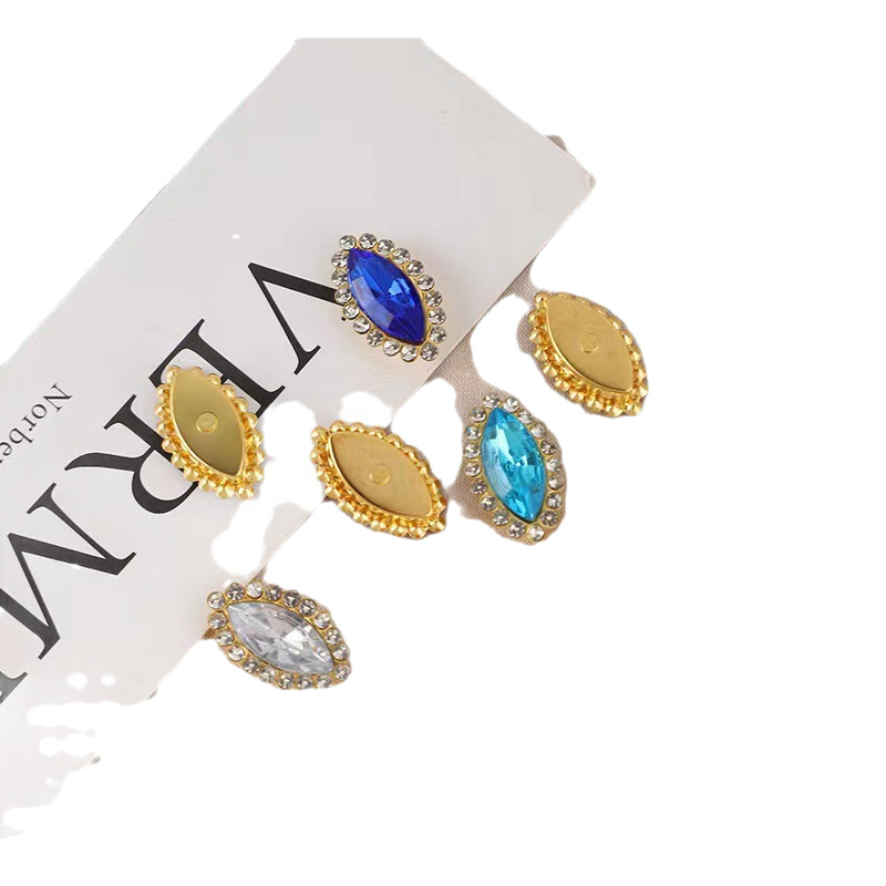 Cross-border hot 12X20MM horse eye sunflower double-layer glass Diamond colorful hand sewing stone diy claw diamond hair accessories