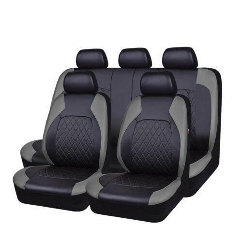 Lingge Cross-Border Pu Leather Export Car Seat Cover Quilted Embroidery Bracket Leather 9-Piece Set Universal Factory Direct Sale