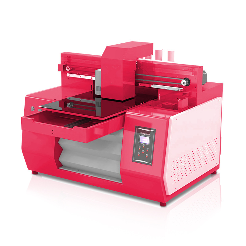 Small a3uv flatbed printer phone case acrylic plastic sheet metal sign stainless steel wine bottle box printing