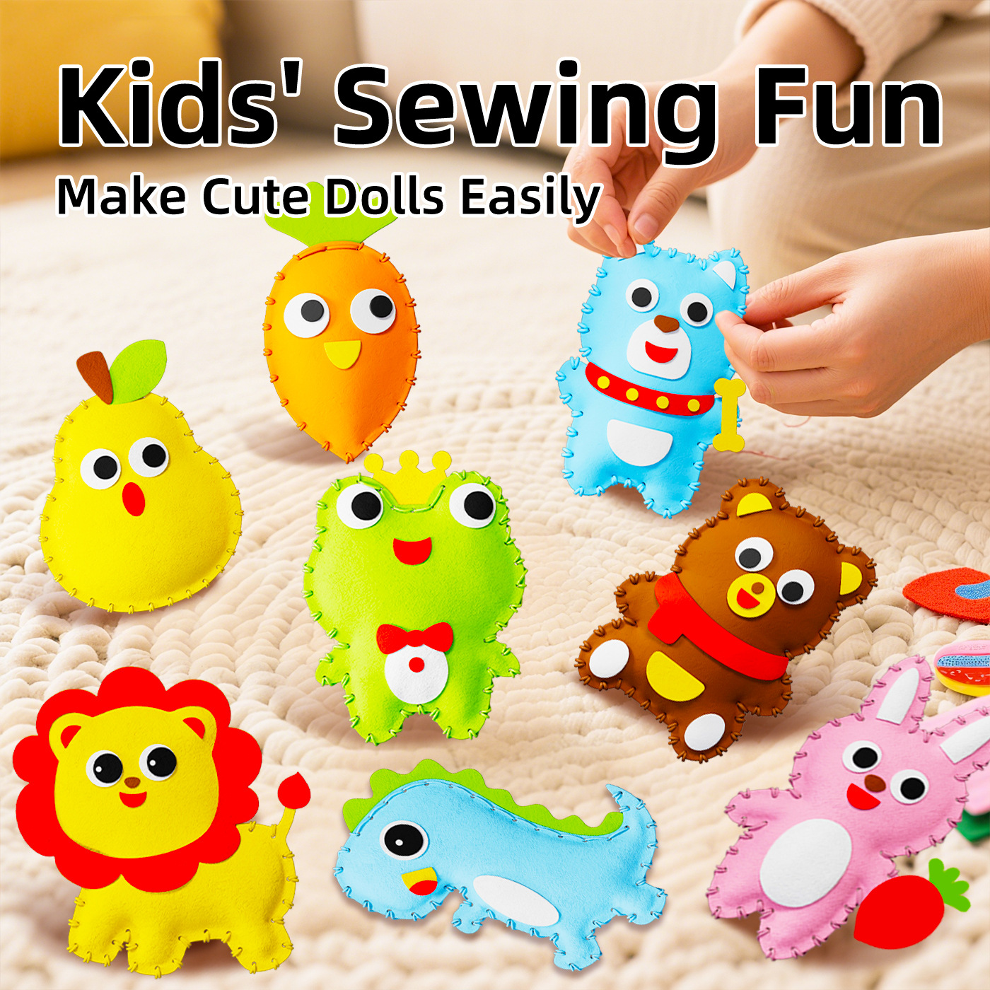 Children's Sewing Fun English Version DIY Cross-Border Children's Educational Toys Handmade Creative Material Kit Sewing Fun for Girls