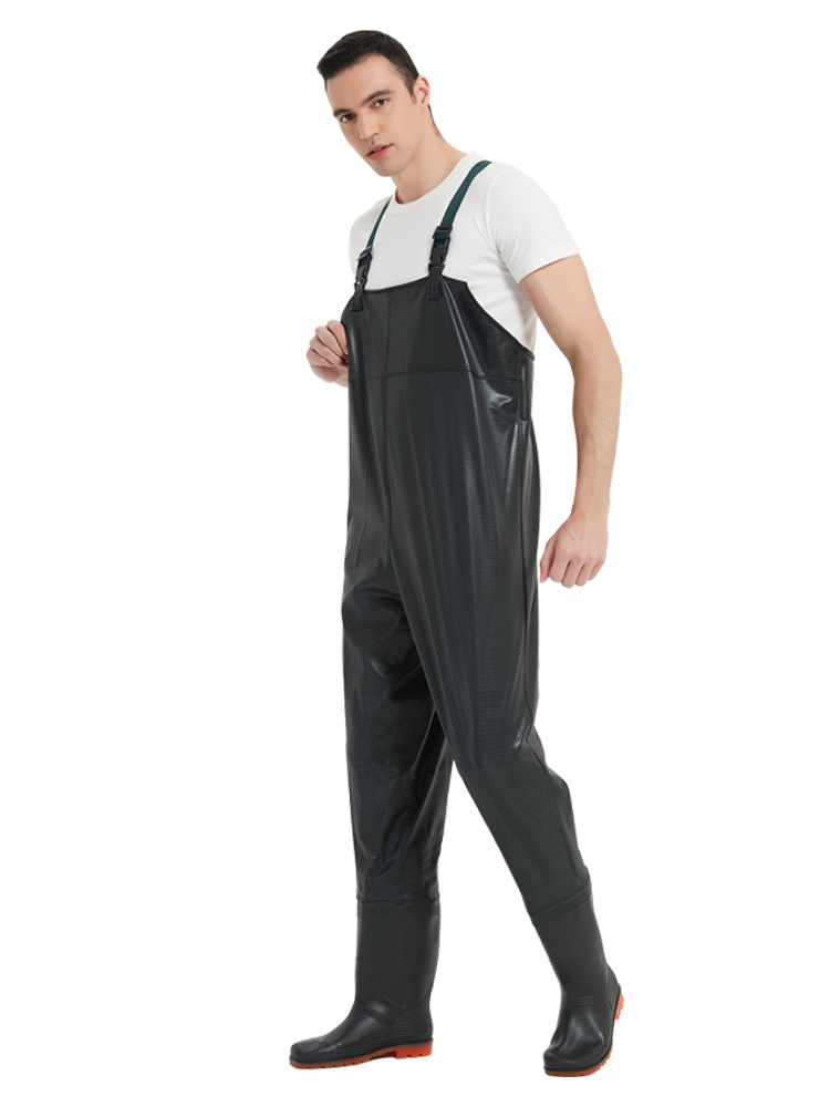 Haixiang PVC Black Water Pants Thickened Half-length One-piece Fishing Pants Fishing Fork Fish Wading Wear-resistant Non-slip Water Pants