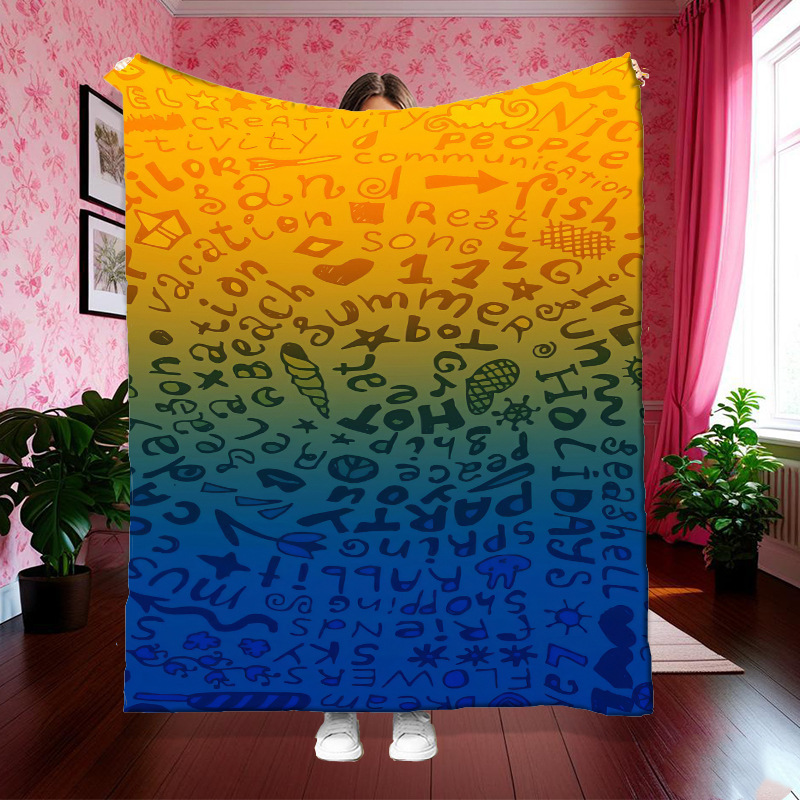 Cross-border Amazon Best Selling Flannel Digital Single-and Double-sided Printed Blanket Small Blanket Office Nap Small Blanket