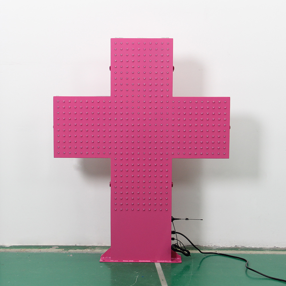 Children's Hospital Outdoor Wall Rainproof Flashing Cross 80X80Cm Double-Sided Pink Led Pharmacy Cross Light Box